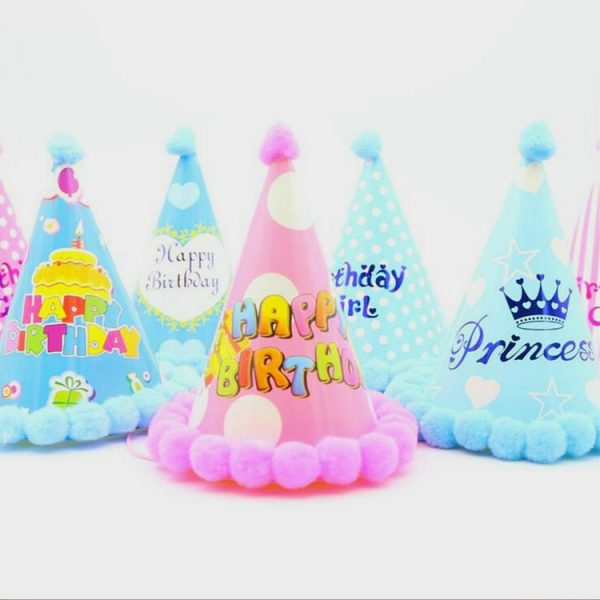 3 PCS Children Age Dress up Party Supplies Ball Birthday Hat Paper Rainbow Pom-pom Cap, Color: Style and Color Random Delivery - Image 4