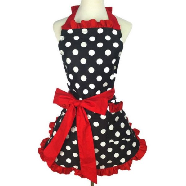 Cotton Dot Overalls Apron (Red) - Image 2