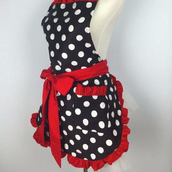 Cotton Dot Overalls Apron (Red) - Image 4