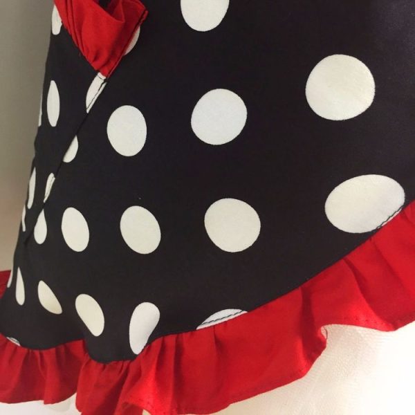 Cotton Dot Overalls Apron (Red) - Image 6
