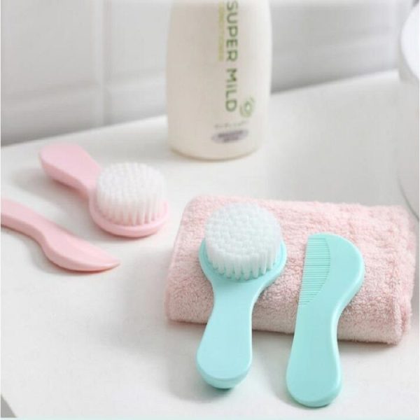 2 in 1 Soft Baby Descaling Comb Massage Soft Brush (Pink) - Image 3