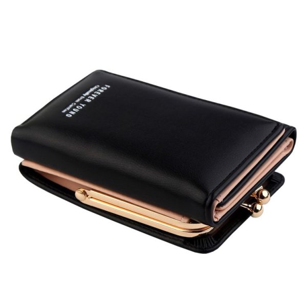 Short Wllet Lady Small Wallet Multi-Card Three Fold (Black)