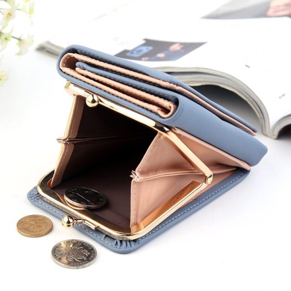 Short Wllet Lady Small Wallet Multi-Card Three Fold (Black) - Image 5