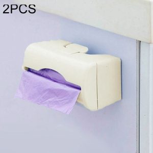 2 PCS Multi Purpose Wall Wounted Kitchen Garbage Bag Storage Box (Beige)