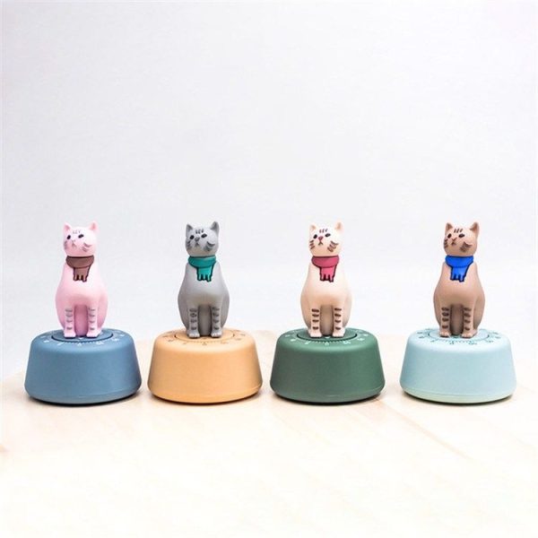Cartoon Cat Shape Countdown Timer Student Learning Time Manager Kitchen Timer Mechanical Reminder (Grass Green) - Image 3