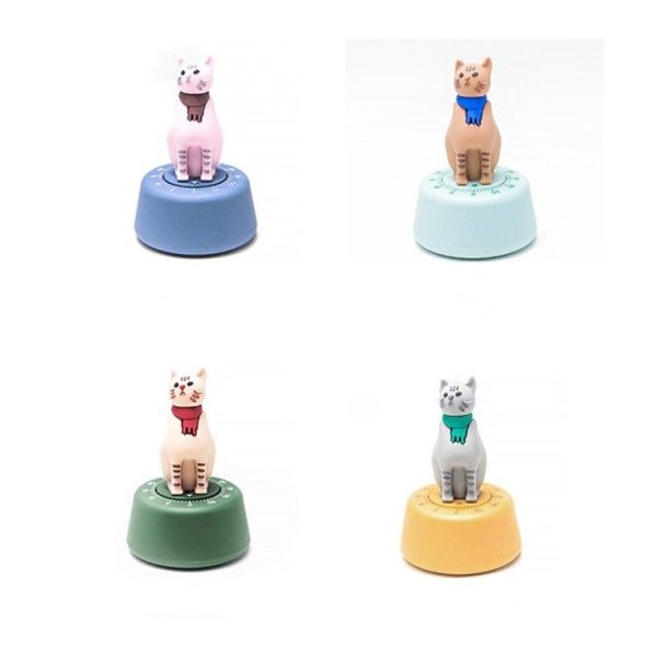 Cartoon Cat Shape Countdown Timer Student Learning Time Manager Kitchen Timer Mechanical Reminder (Grass Green) - Image 8
