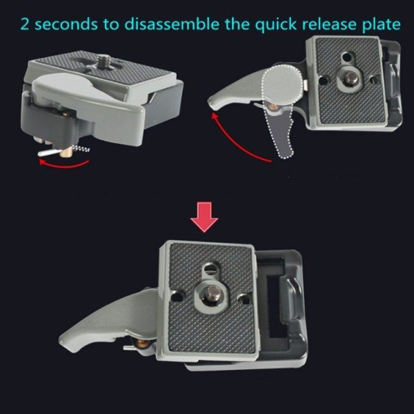 BEXIN Tripod Head Quick Release Plate Holder For Manfrotto 200PL-14 (Black) - Image 9