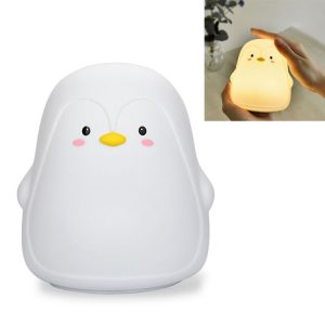 Penguin Silicone Pat Night Light Children Bedside Atmosphere Lamp (White)
