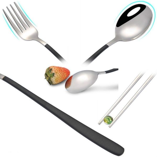 3pcs / Set Portable Stainless Steel Tableware Creative Set Chopsticks Spoon Fork Gift, Color: Pink - Image 4