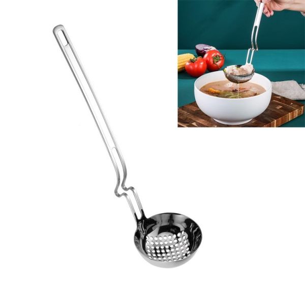 Stainless Steel Hot Pot Hanging Wall Spoon Creative Fishing Spoon Porridge Spoon, Style: Colander