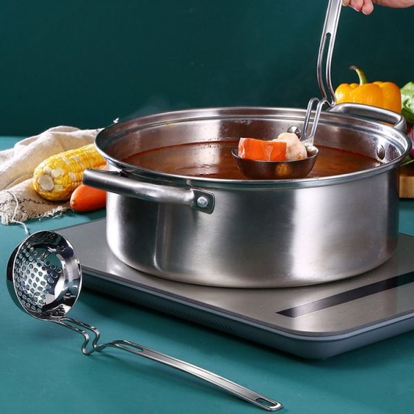 Stainless Steel Hot Pot Hanging Wall Spoon Creative Fishing Spoon Porridge Spoon, Style: Colander - Image 7