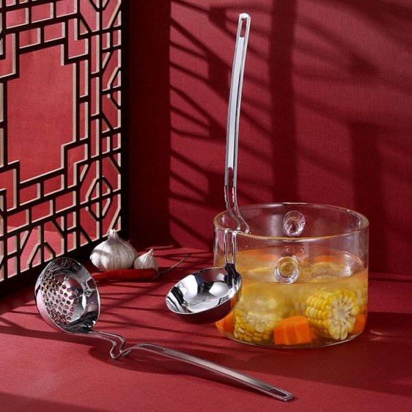 Stainless Steel Hot Pot Hanging Wall Spoon Creative Fishing Spoon Porridge Spoon, Style: Colander - Image 9