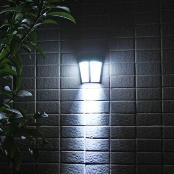 Outdoor IP65 Waterproof Energy Saving Solar Powered LED Wall Lamp Security Light (White Light)