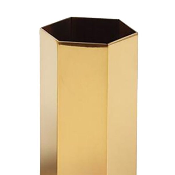 Home Office Hexagon Gold Flower Vase Pen Holder Desktop Storage Container - Image 3