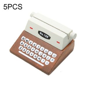 5 PCS Creative Coffee Vintage Wooden Typewriter Photo Card Desk Messege Memo Holder Stand Card Holder (Coffee)