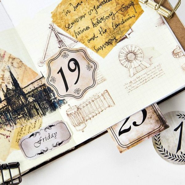 2 PCS Retro Day Pay Number Date Boxed Stickers Sealing Sticker - Image 3