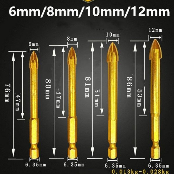 Multi-purpose Alloy Cross Hex Shank Drill Ceramic Glass Hole Opener, Size: 6MM - Image 5