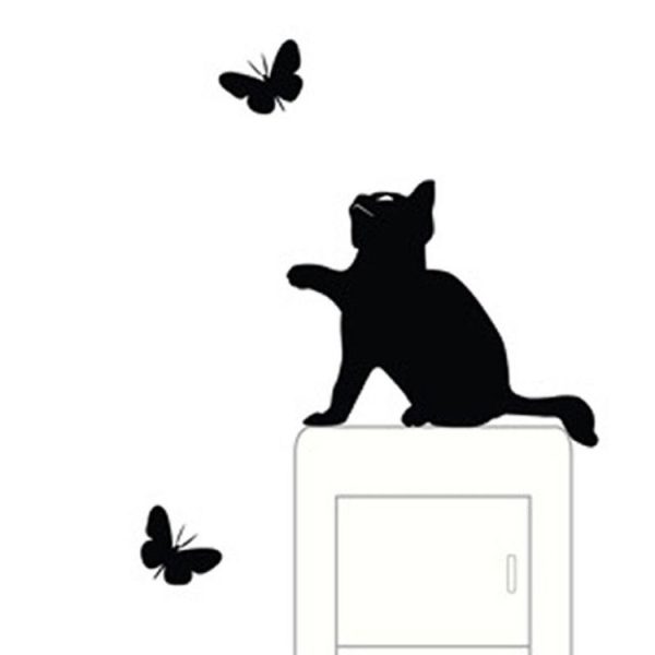 Cats And Butterflies Switch Stickers Embossed Childrens Room Wall Decals - Image 2