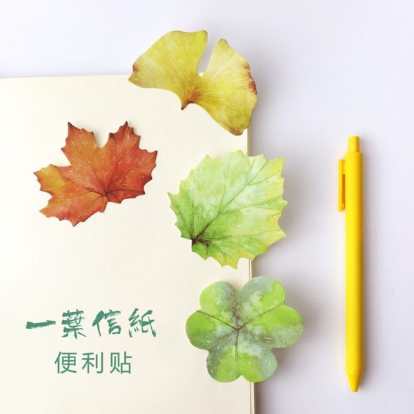 4 PCS Leaf Memo Pad Sticky Note Paper Sticker Stationery (Light green) - Image 3