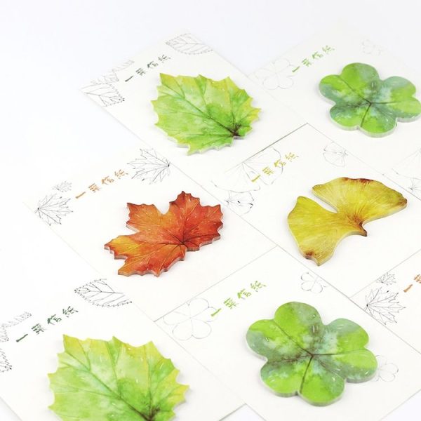 4 PCS Leaf Memo Pad Sticky Note Paper Sticker Stationery (Light green) - Image 4