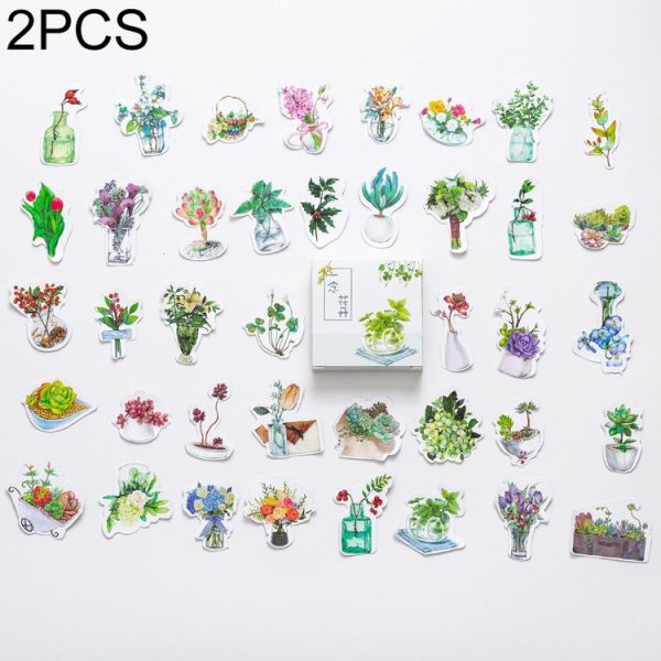 2 PCS Time Wheel Account Material Decoration Sticker Boxed DIY Color Cute Print Hand Account Diary Small Fresh Memo Pad (A Flower Blossoming)