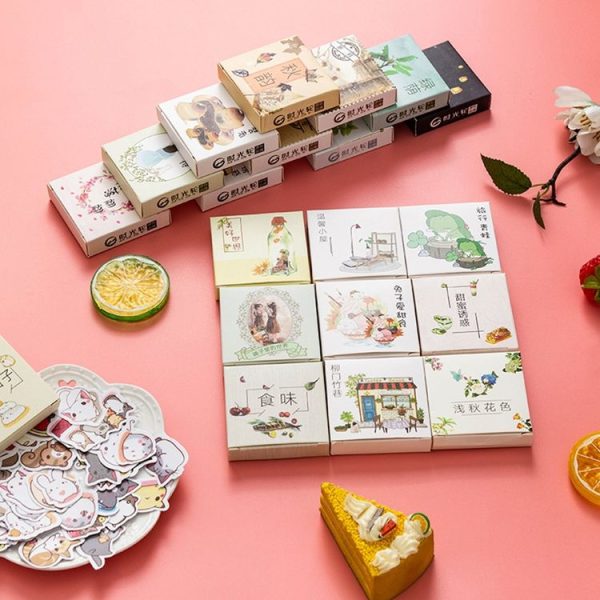 2 PCS Time Wheel Account Material Decoration Sticker Boxed DIY Color Cute Print Hand Account Diary Small Fresh Memo Pad (A Flower Blossoming) - Image 9