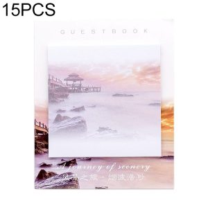 15 PCS Scenery Tour Memo Pad Paper Post Notes Sticky Notes Notepad Stationery (Smokey waves)