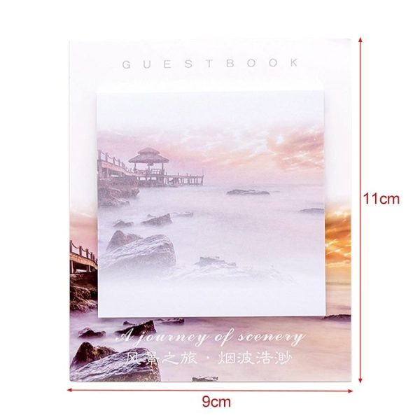 15 PCS Scenery Tour Memo Pad Paper Post Notes Sticky Notes Notepad Stationery (Smokey waves) - Image 2