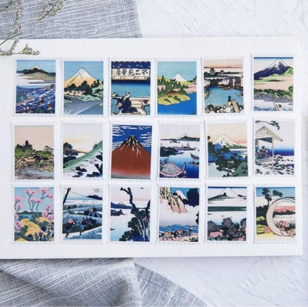 2 PCS Ukiyo-E Picture Self-Adhesive Stickers Hand-Made Albums Decorative Seals - Image 2