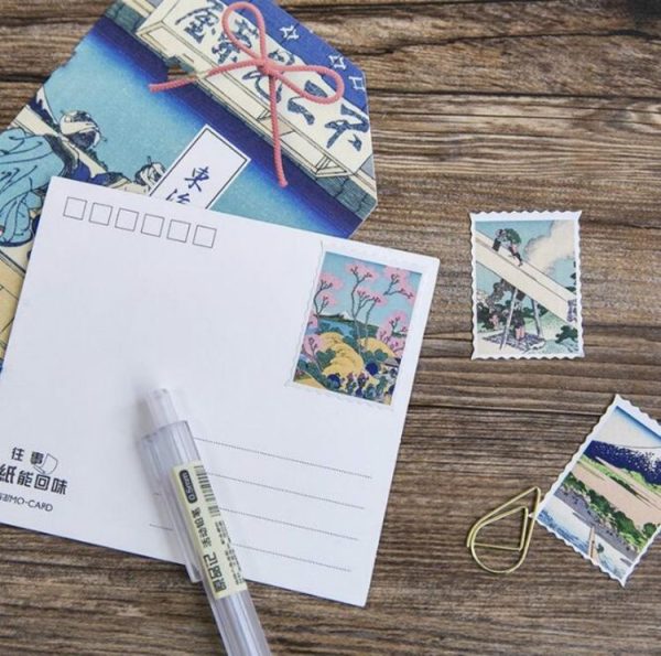 2 PCS Ukiyo-E Picture Self-Adhesive Stickers Hand-Made Albums Decorative Seals - Image 4