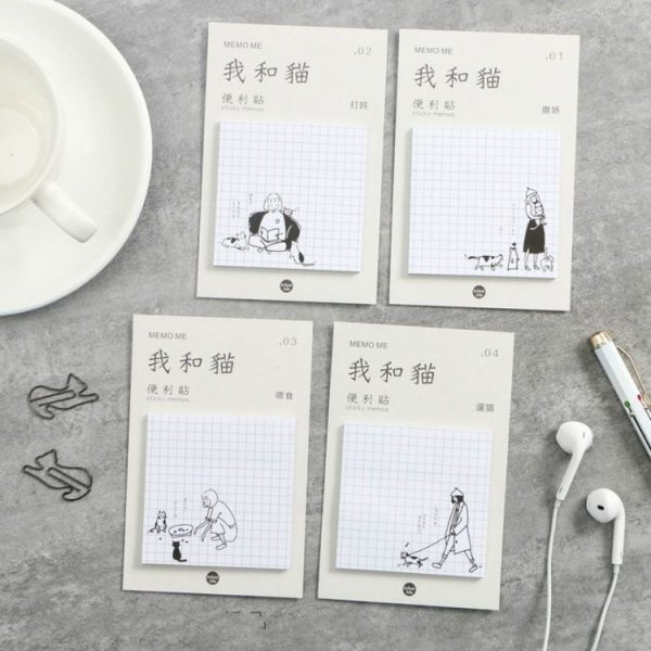 I and Cat Written Words Cute Pet Cartoon Animal Memo Pad Paper Sticky Notes Post Notepad Tationery (Snoring) - Image 3