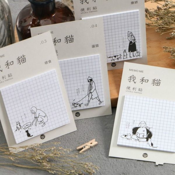 I and Cat Written Words Cute Pet Cartoon Animal Memo Pad Paper Sticky Notes Post Notepad Tationery (Snoring) - Image 4