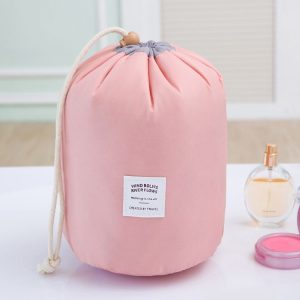 Large-capacity Cosmetic Bag Travel Suit Wash Bag Outdoor Waterproof Storage Bag Cylinder Wash Bag (Maca pink)