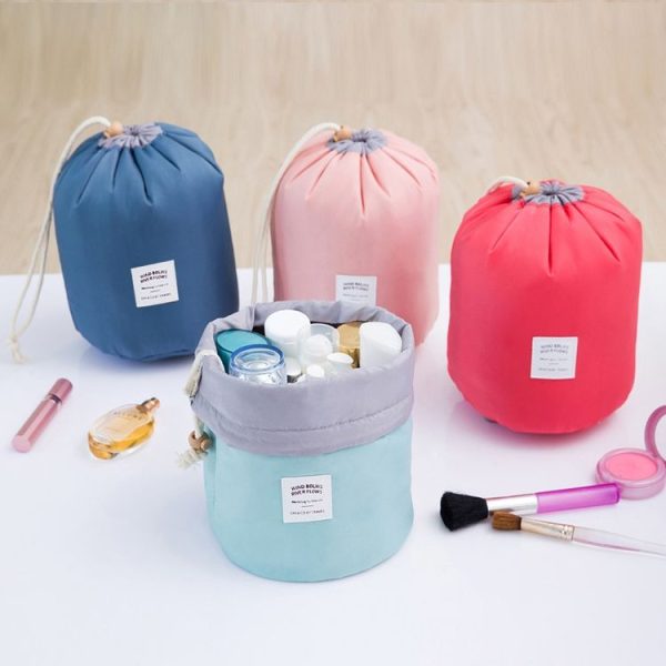 Large-capacity Cosmetic Bag Travel Suit Wash Bag Outdoor Waterproof Storage Bag Cylinder Wash Bag (Maca pink) - Image 10