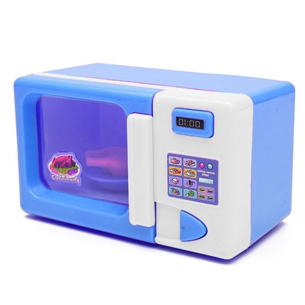 Children Mini Cute Microwave Oven Pretend Role Play Toy Educational for Kids Kitchen Toys (Blue) - Image 2
