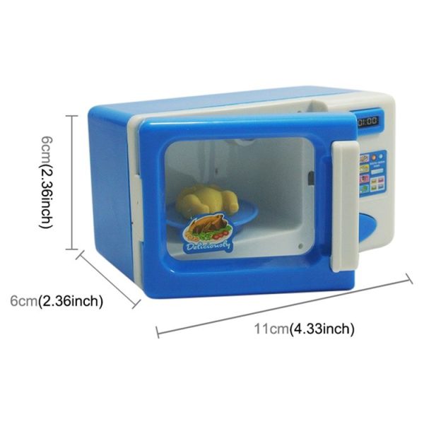 Children Mini Cute Microwave Oven Pretend Role Play Toy Educational for Kids Kitchen Toys (Blue) - Image 5