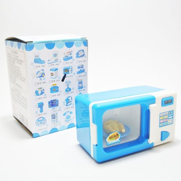 Children Mini Cute Microwave Oven Pretend Role Play Toy Educational for Kids Kitchen Toys (Blue) - Image 6