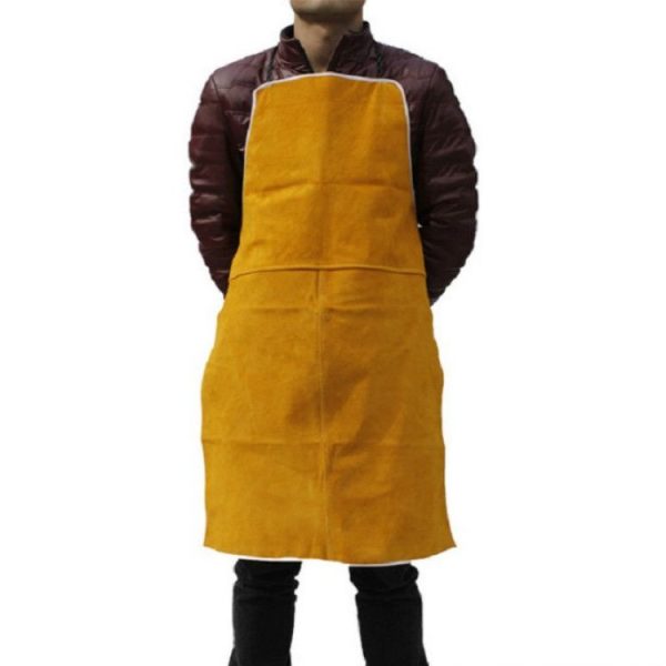 Full Leather Electric Welding Apron High Temperature Fireproof Star Splash Protective Clothing (Orange) - Image 3