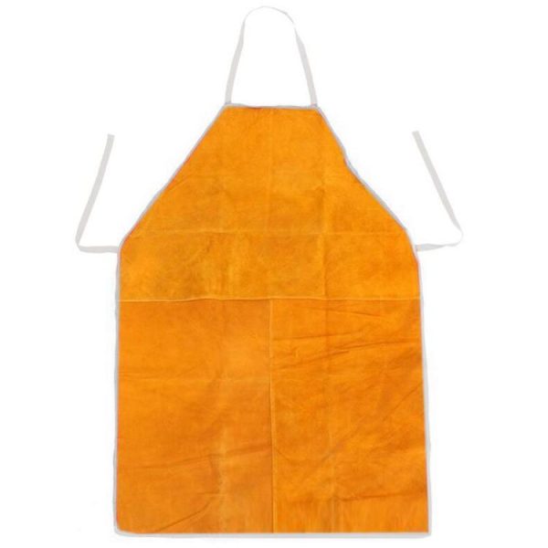 Full Leather Electric Welding Apron High Temperature Fireproof Star Splash Protective Clothing (Orange) - Image 3