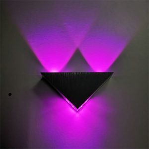 3W Aluminum Triangle Wall Lamp Home Lighting Indoor Outdoor Decoration Light, AC 85-265V (Purple Light)