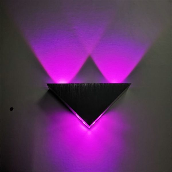 3W Aluminum Triangle Wall Lamp Home Lighting Indoor Outdoor Decoration Light, AC 85-265V (Purple Light)
