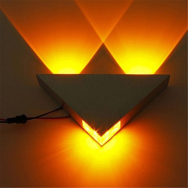 3W Aluminum Triangle Wall Lamp Home Lighting Indoor Outdoor Decoration Light, AC 85-265V (Purple Light) - Image 4