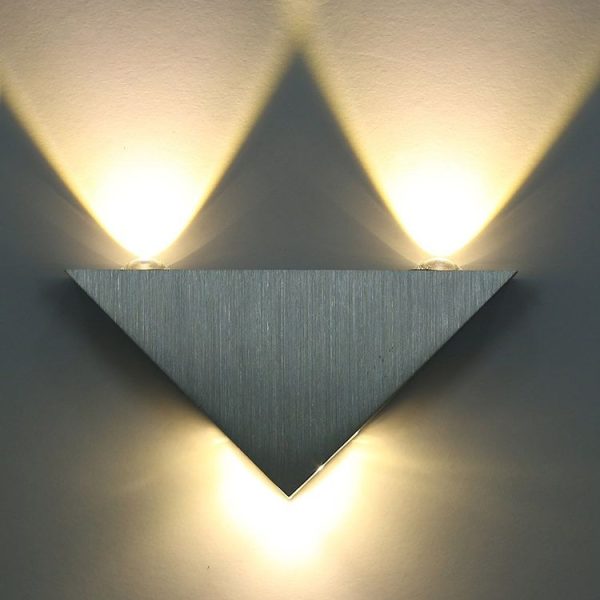 3W Aluminum Triangle Wall Lamp Home Lighting Indoor Outdoor Decoration Light, AC 85-265V (Purple Light) - Image 7