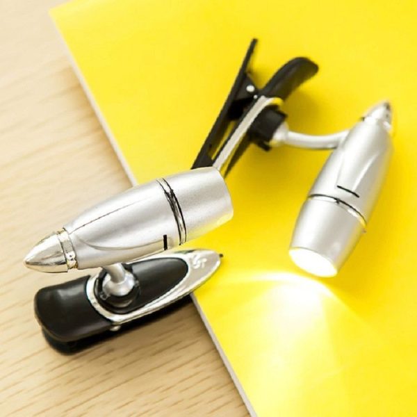 2 PCS Super Bright Mini Plastic Bullet Clip Reading Desk Lamps - Image 2