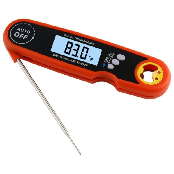 Foldable Probe Waterproof Food Thermometer Kitchen Barbecue Fast Temperature Measurement Digital Display Electronic Thermometer (Red) - Image 2