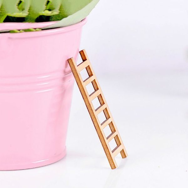 5pcs Simulation Ladder Decoration Wooden Staircase Corridor Micro Landscape Succulent Potted DIY Decorations - Image 4