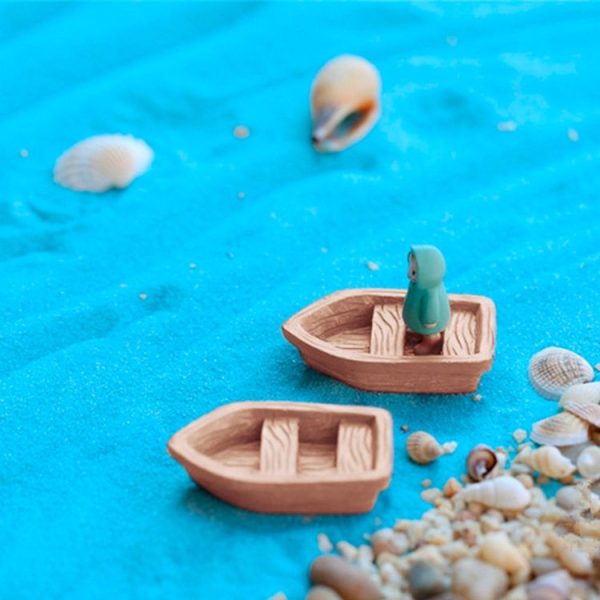 3 PCS Retro Wooden Boat Model Resin Craft Accessories, Size: Small - Image 4