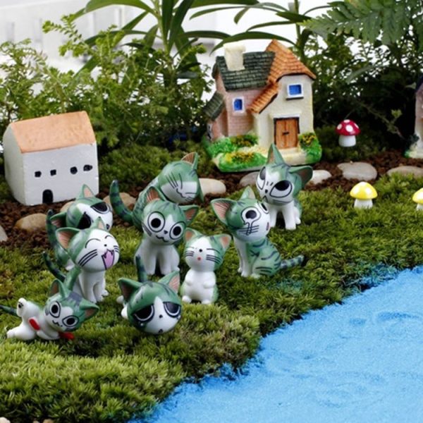 7 PCS / Set Miniature Cat Garden Decoration Statue Doll House Micro Landscape Decoration (Green) - Image 3