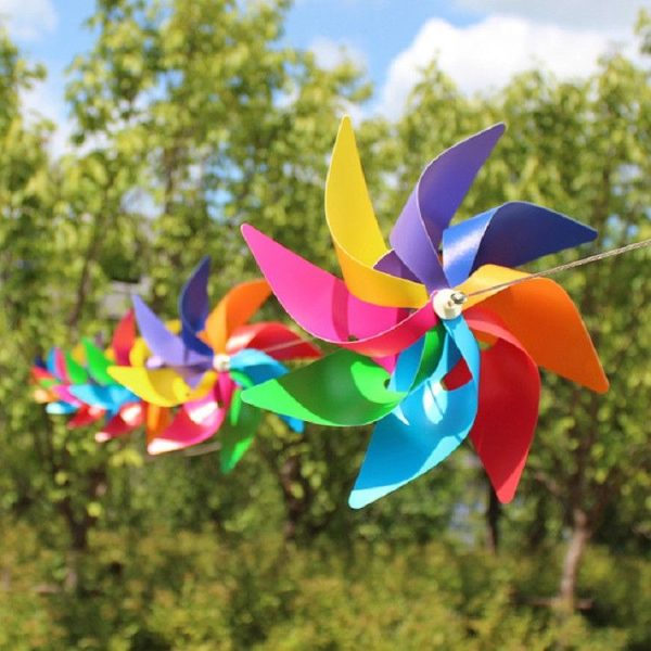 10 PCS Eight-leaf Colorful Plastic Windmill String Garden Outdoor Decoration Children Toys Diameter: 20 cm - Image 2
