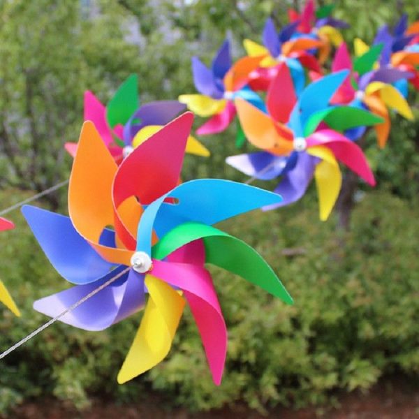 10 PCS Eight-leaf Colorful Plastic Windmill String Garden Outdoor Decoration Children Toys Diameter: 28 cm - Image 2